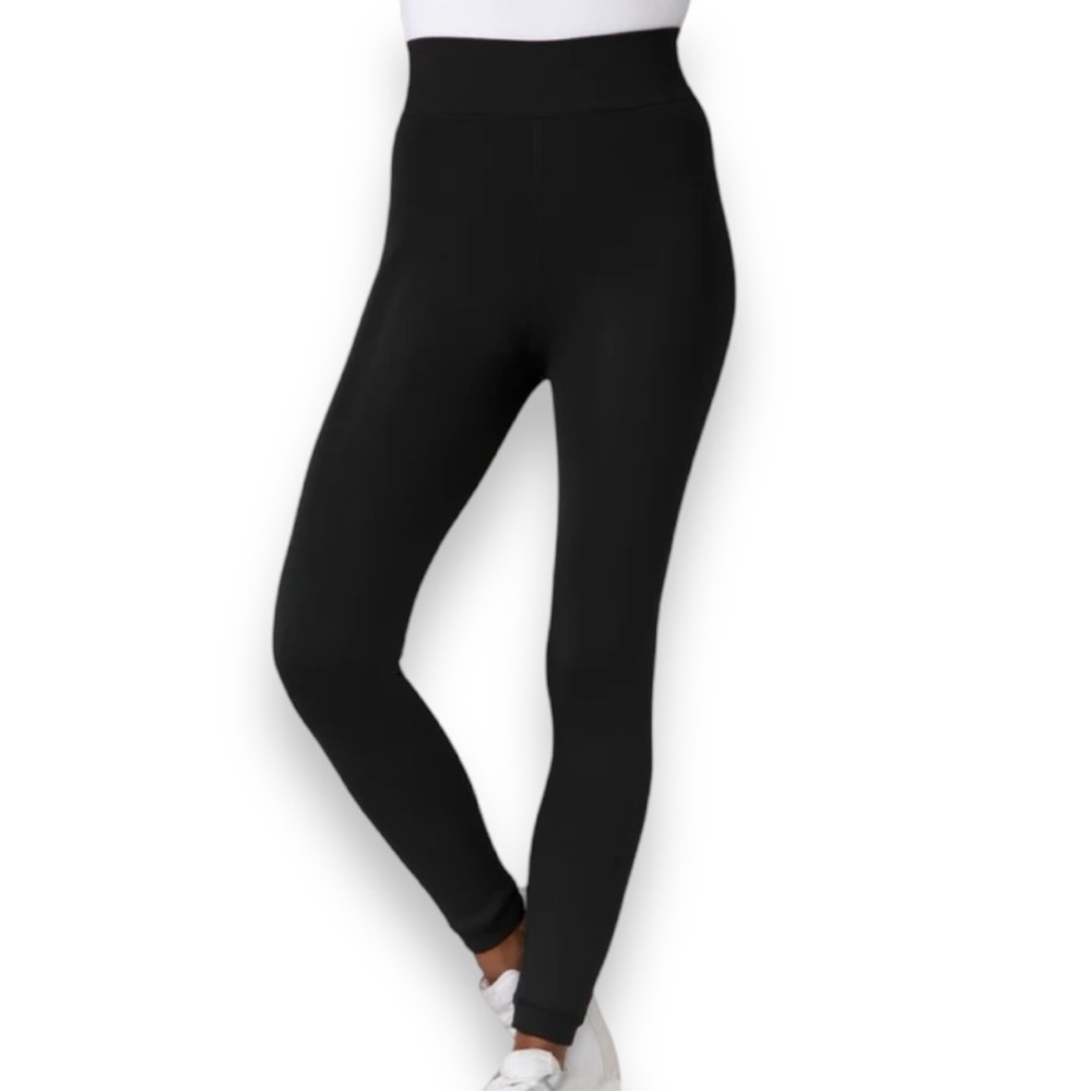 FREE COUNTRY Black Faux Fur Lined Leggings 4 Way Comfort‎ Stretch Med/LG | EUC